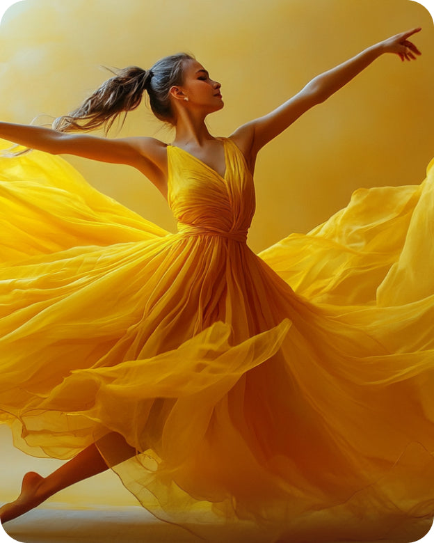 Girl dancing in yellow