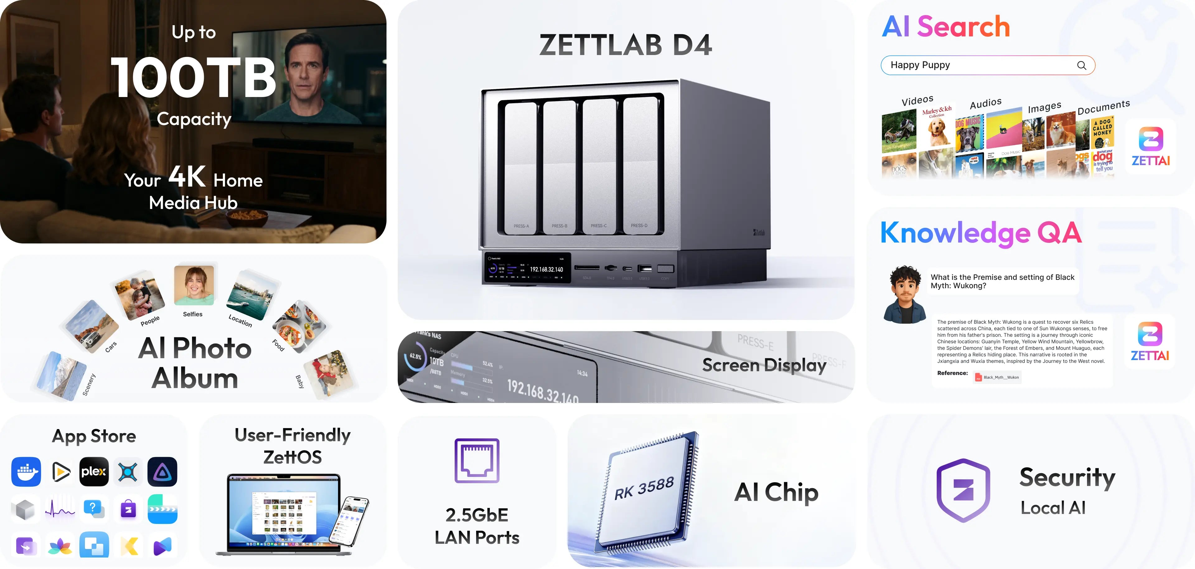 Zettlab D4/D6 AI NAS Features