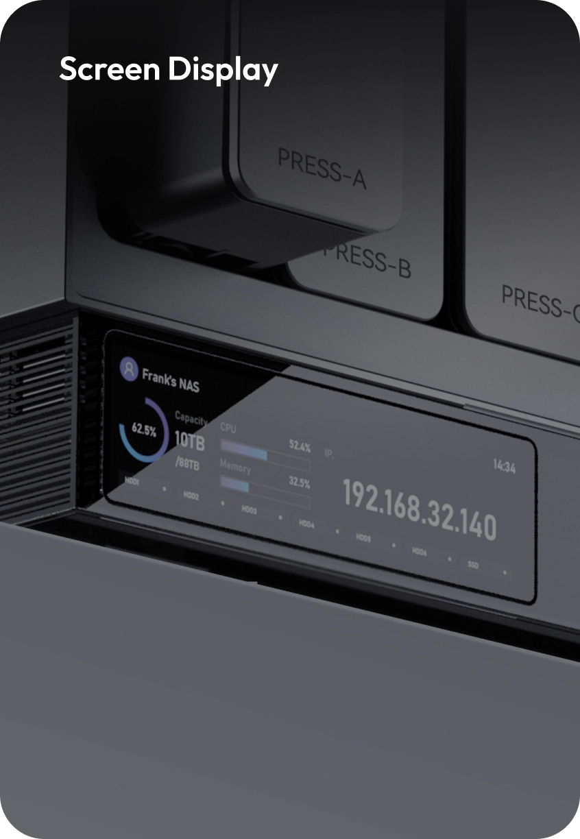Zettlab D6/D8 Ultra AI NAS - Screen Display